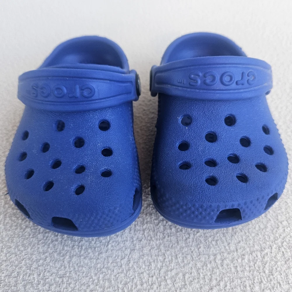Crocs Classic Clog Baby Toddler SZ 2 3 Slip-On Blue Water Shoes Unisex My First